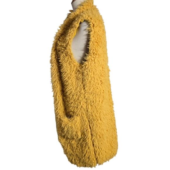 Ashley By 26 International Fuzzy Goldenrod Yellow Midi Vest - Picture 5 of 7